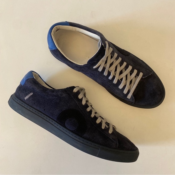 Oliver Cabell || Low 1 Marine Suede Low Top Sneakers Navy Blue 40 - Picture 3 of 11